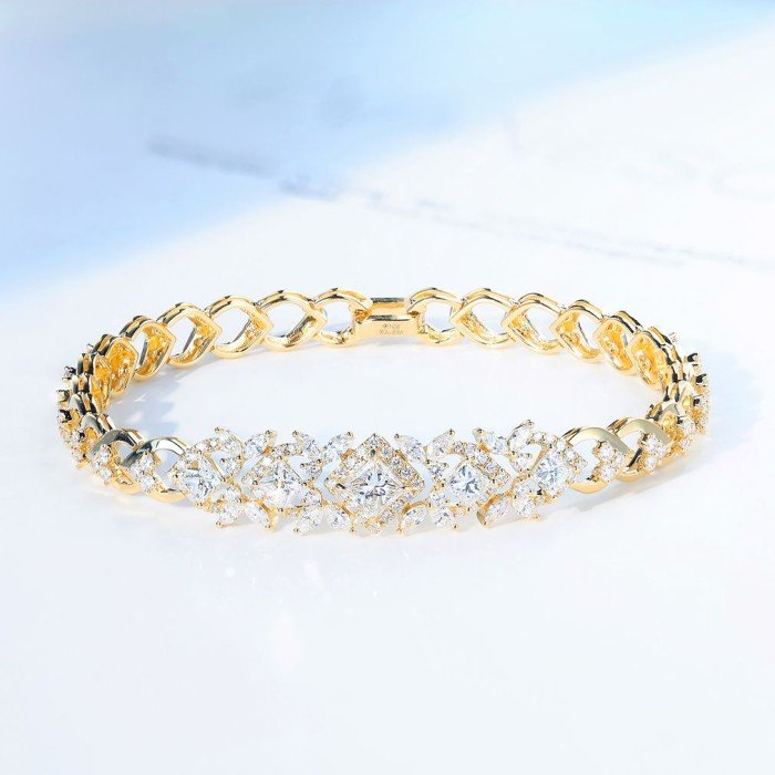 天然公主方豪華鑽石手鍊