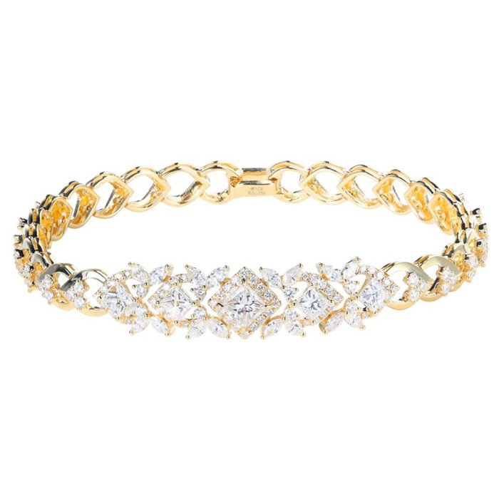 天然公主方豪華鑽石手鍊