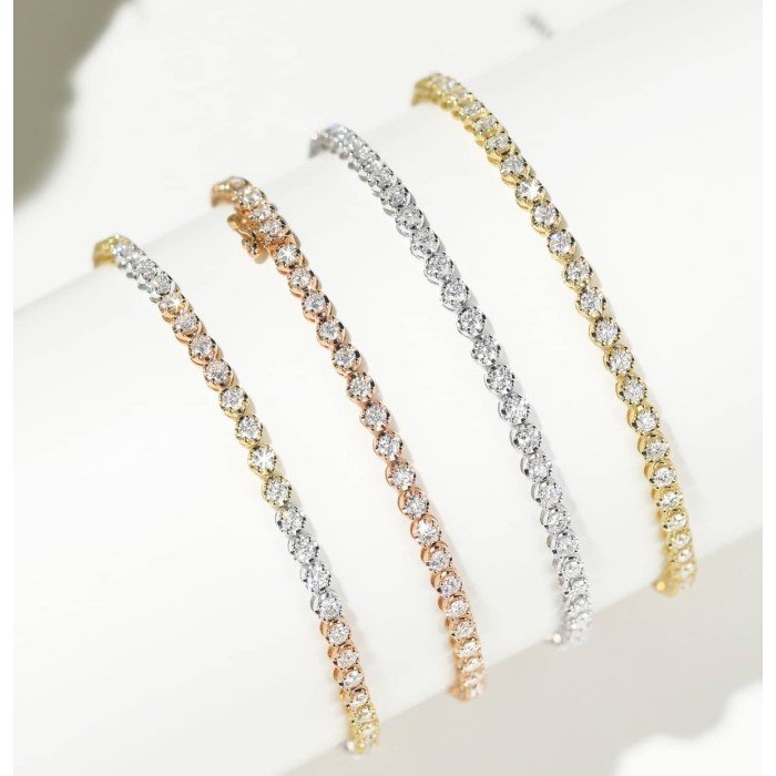 18K三色彩金鑽石手鍊