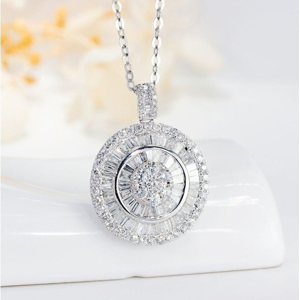 18K金同心圓鑽石項鍊