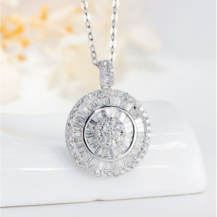 18K金同心圓鑽石項鍊