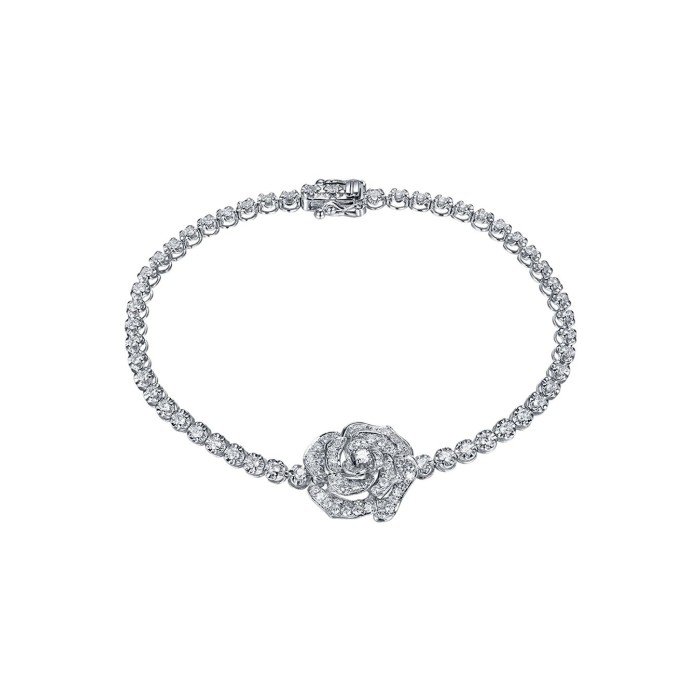 玫瑰花款式1.5克拉鑽石手鍊