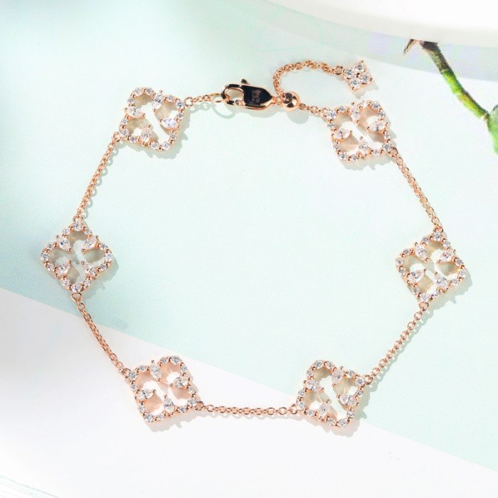 18K金四葉草鑽石手鍊