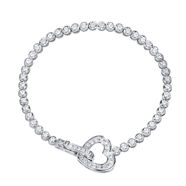 18K金心型鑽石手鍊