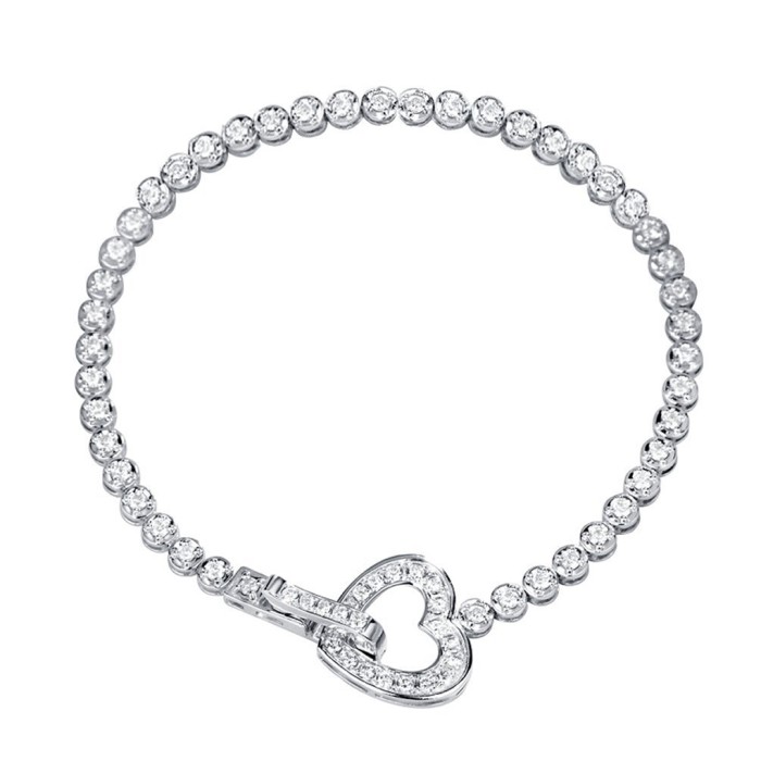 18K金心型鑽石手鍊