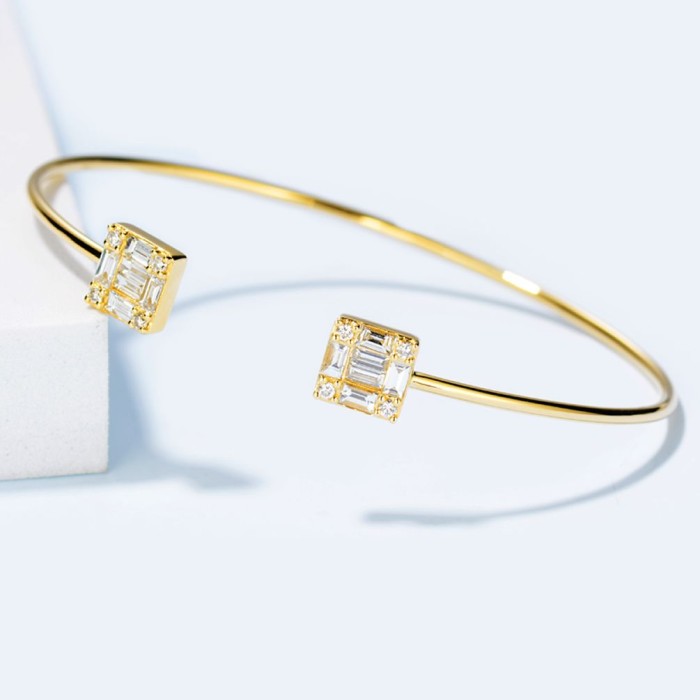 小清新18K金小梯方鑽石手鍊
