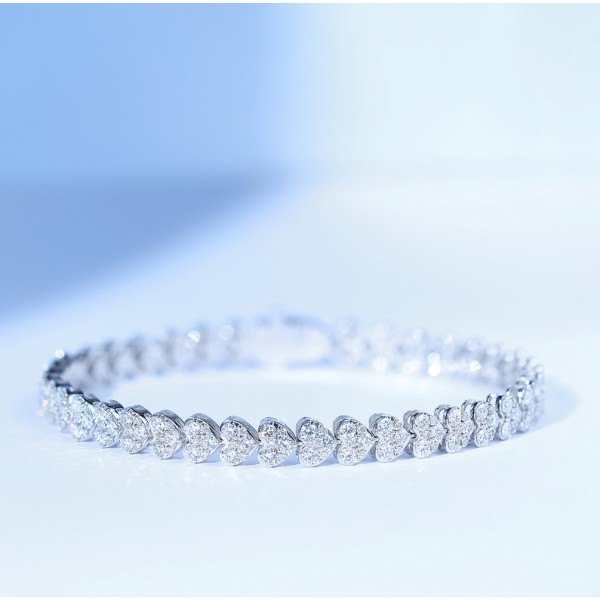 時尚3克拉心型鑽石手鍊