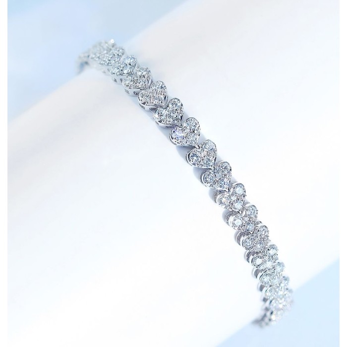 時尚3克拉心型鑽石手鍊