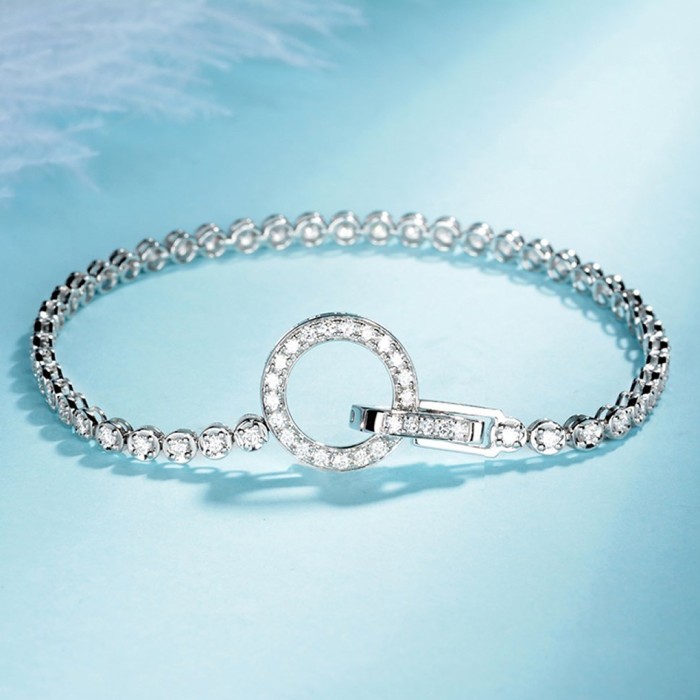 18K金圓型鑽石手鍊