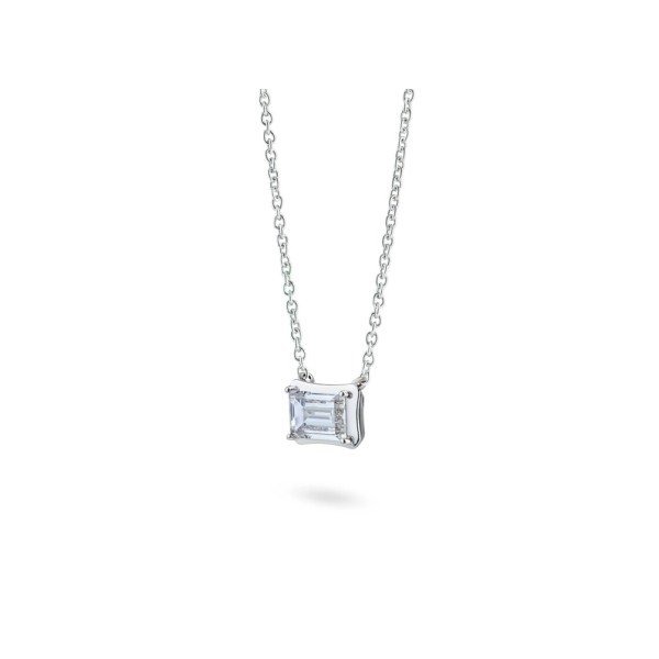 18K金CVD祖母綠形鑽石項鍊