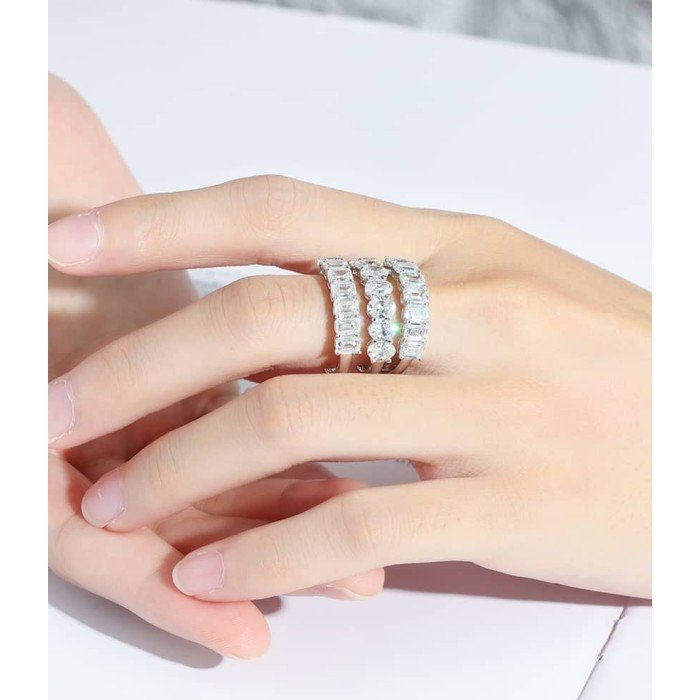 18K金天然鑽石排戒