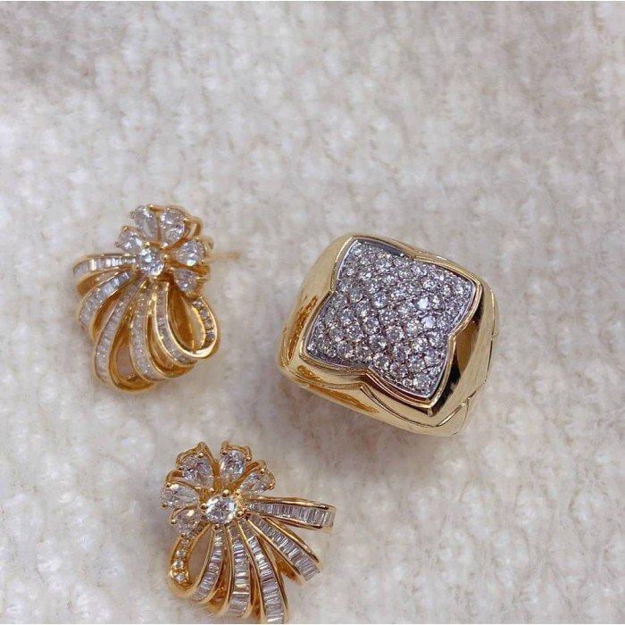 18K金中性寬版鑽戒