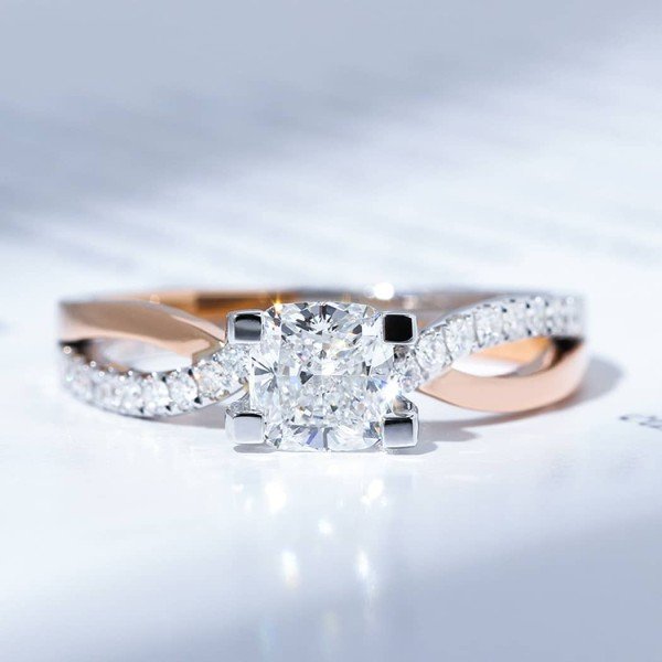 18K彩金1克拉鑽戒