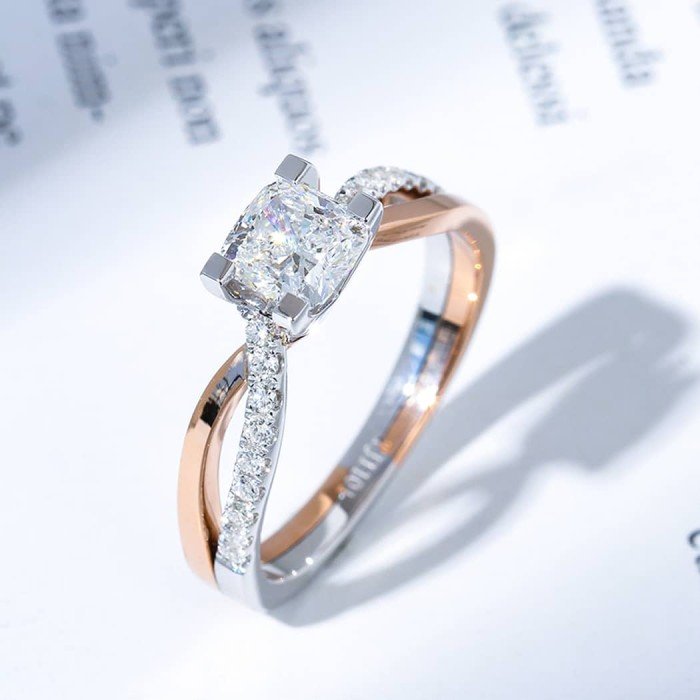 18K彩金1克拉鑽戒