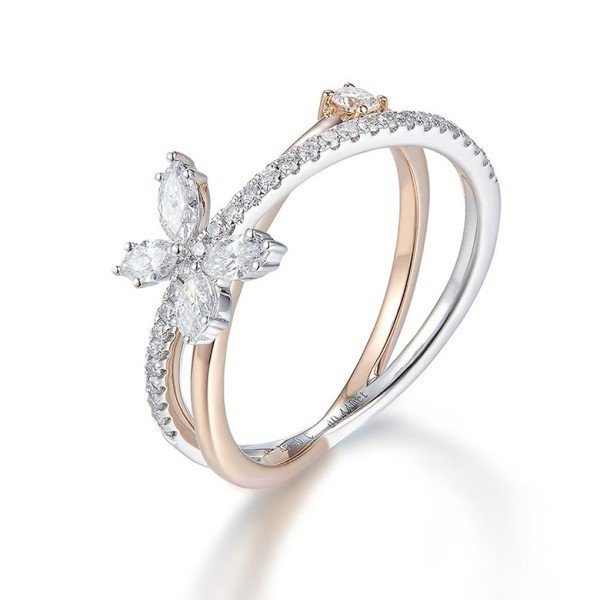 比翼雙飛-18K雙色彩金鑽戒