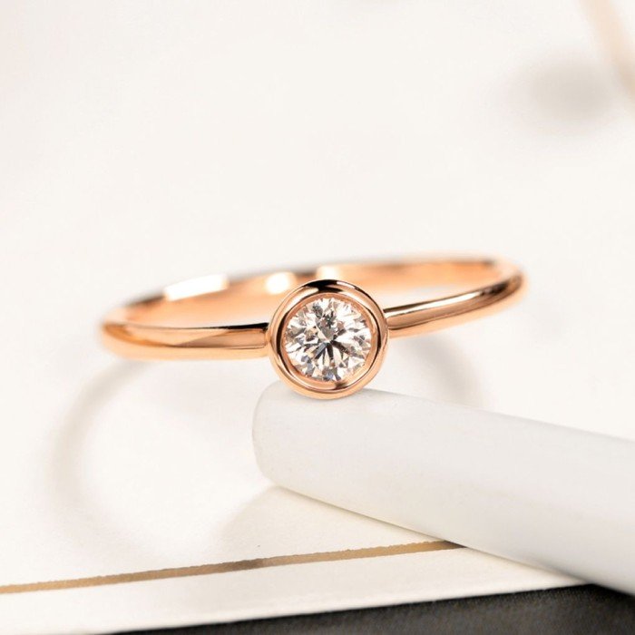 經典18K金包鑲鑽戒