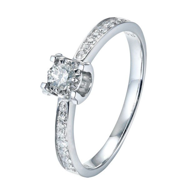 簡潔18K金0.15克拉鑽戒