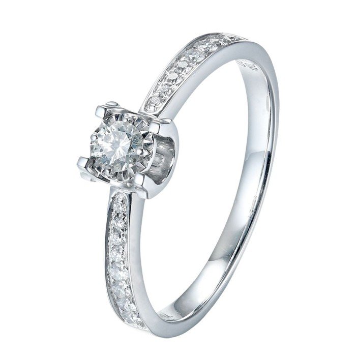 簡潔18K金0.15克拉鑽戒