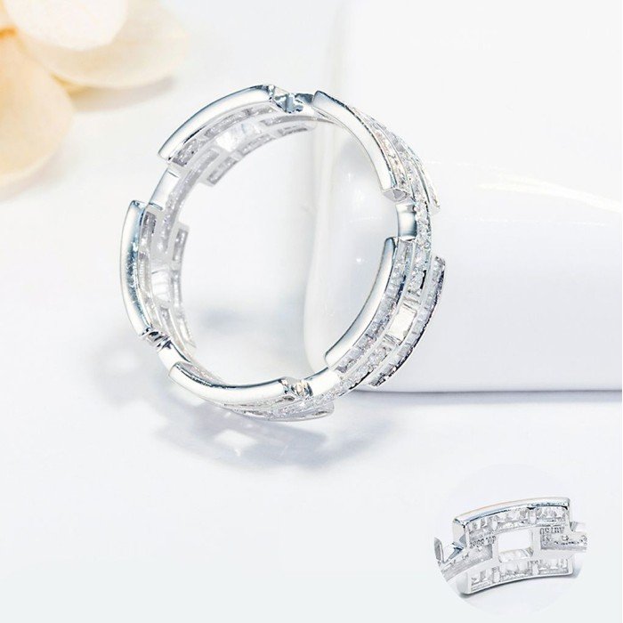 18K金鍊條款鑽石線戒