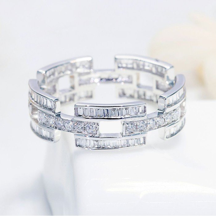 18K金鍊條款鑽石線戒