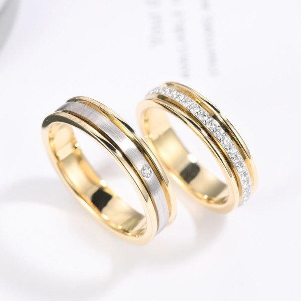 18K金天然鑽石男女對戒