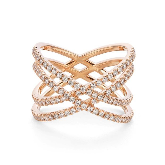 天然1克拉四排交叉鑽戒