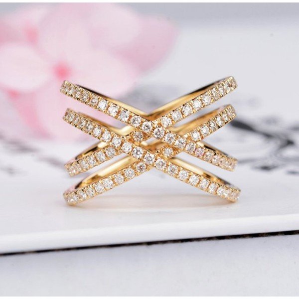 天然1克拉四排交叉鑽戒