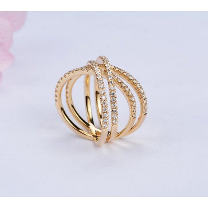 天然1克拉四排交叉鑽戒