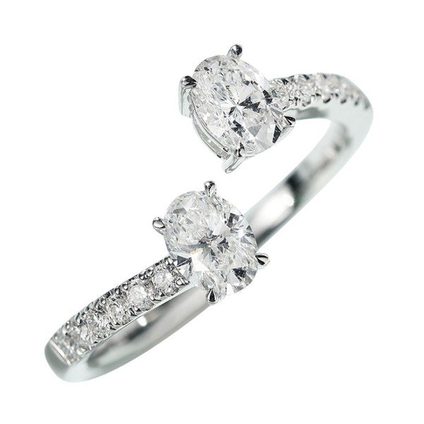 18K金天然橢圓形開口鑽戒