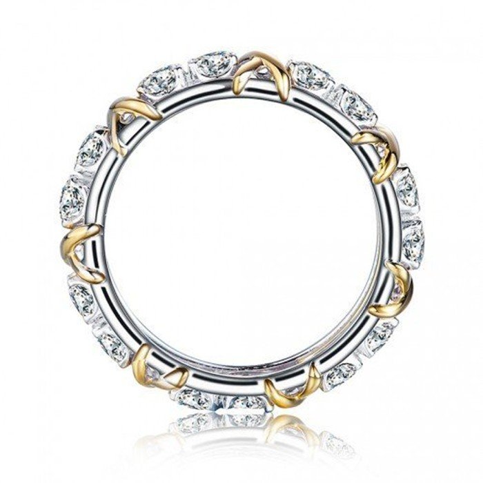 18金X字形鑽石環戒