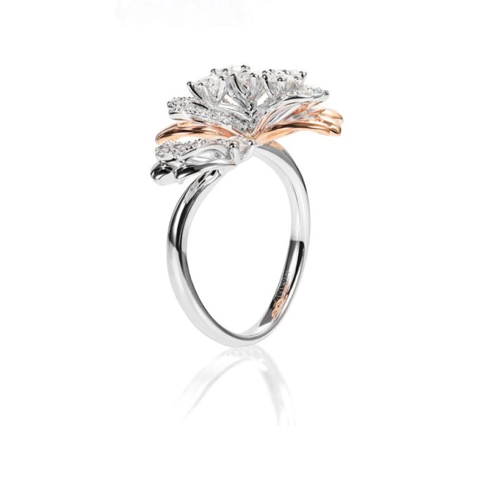 18K金櫻花款式開口鑽戒