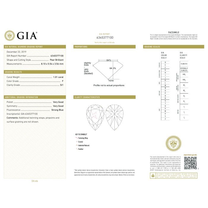 GIA1.01克拉F色水滴形裸鑽