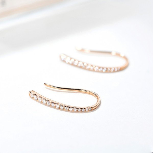 輕珠寶-18K金1字形鑽石耳環