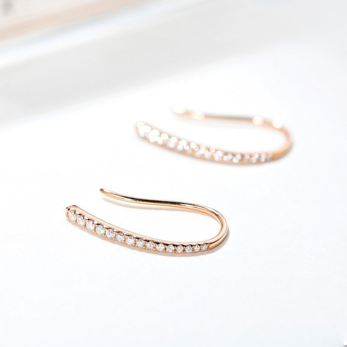 輕珠寶-18K金1字形鑽石耳環