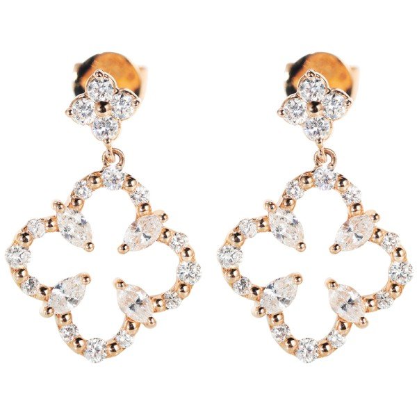 設計款18K金四葉草鑽石耳環