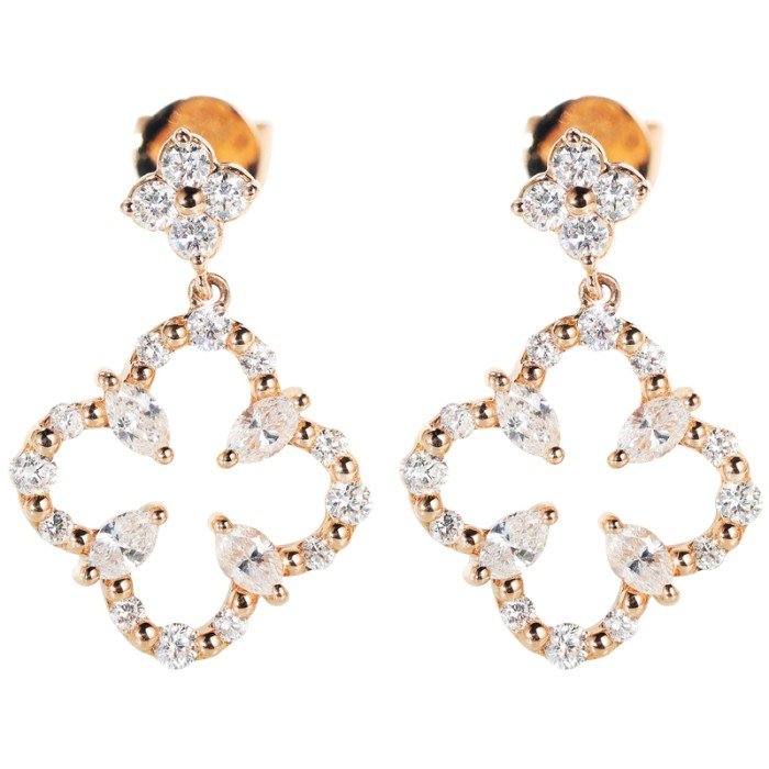 設計款18K金四葉草鑽石耳環