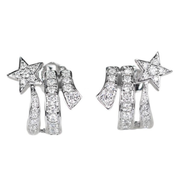 18K金雙星天然鑽石耳環