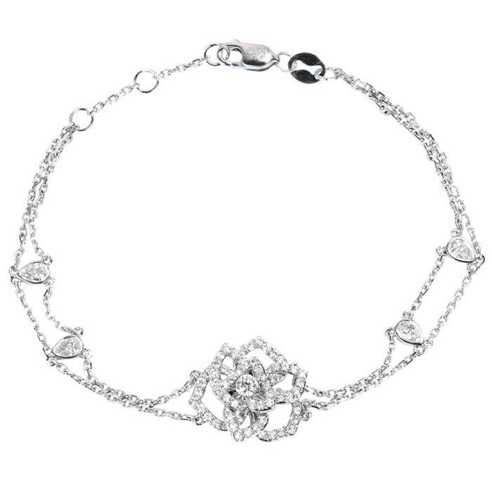 18K金玫瑰花鑽石手鍊