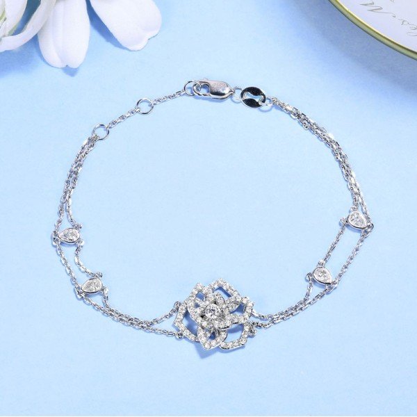 18K金玫瑰花鑽石手鍊