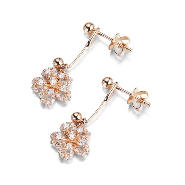 18K金櫻花款式鑽石耳環