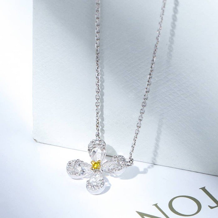 玫瑰切工四葉草鑽石項鍊