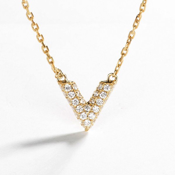 輕珠寶-18K金V形滿鑽項鍊