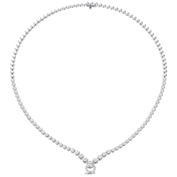 18K金V字形萬能扣鑽石項鍊