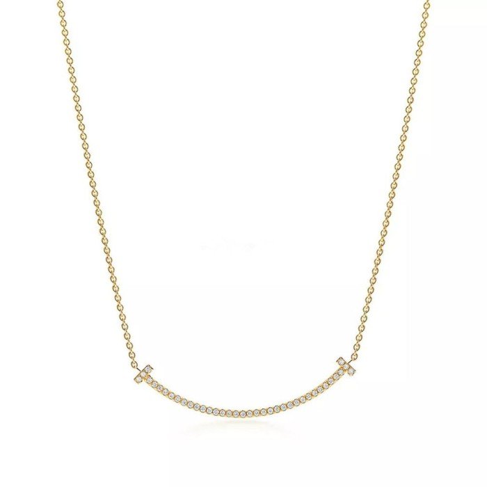 18K金天然微笑鑽石項鍊