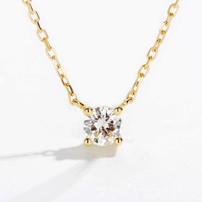 天然0.30克拉4爪鑽石項鍊