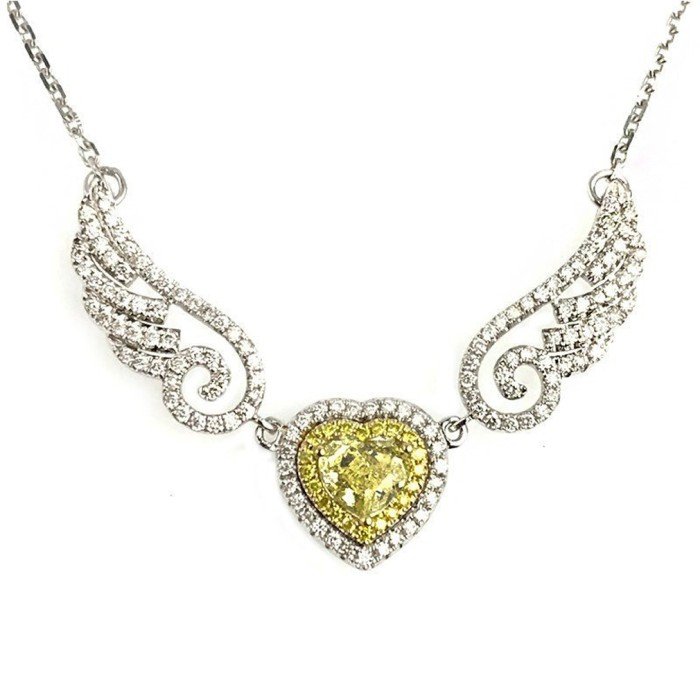 天使之翼18K金天然鑽石項鍊