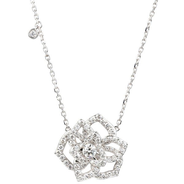 18K金玫瑰花鑽石項鍊