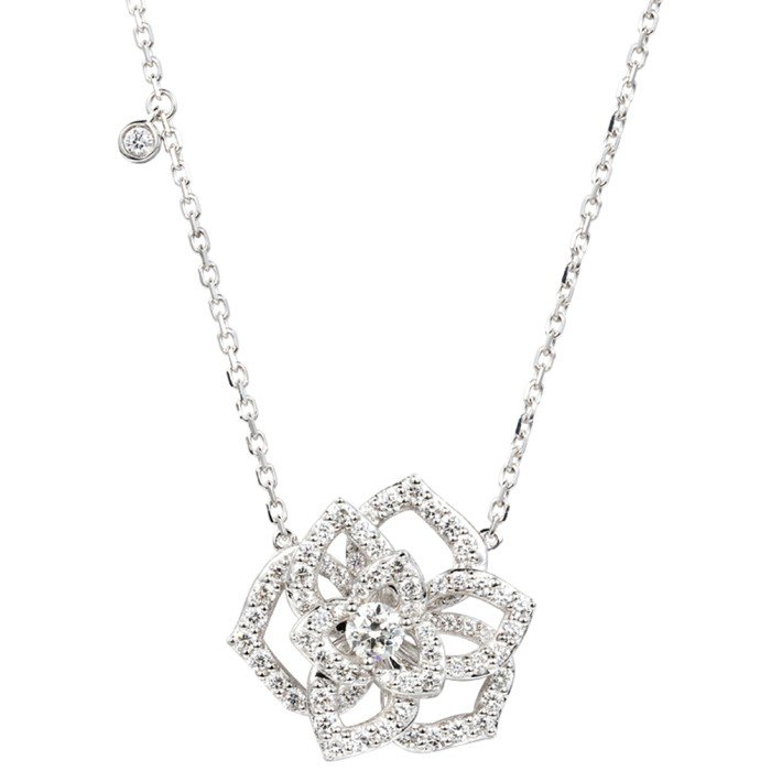 18K金玫瑰花鑽石項鍊