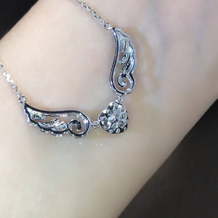 天使之翼18K金天然鑽石項鍊