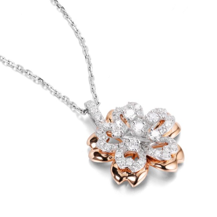 18K金櫻花款式鎖骨鑽石項鍊